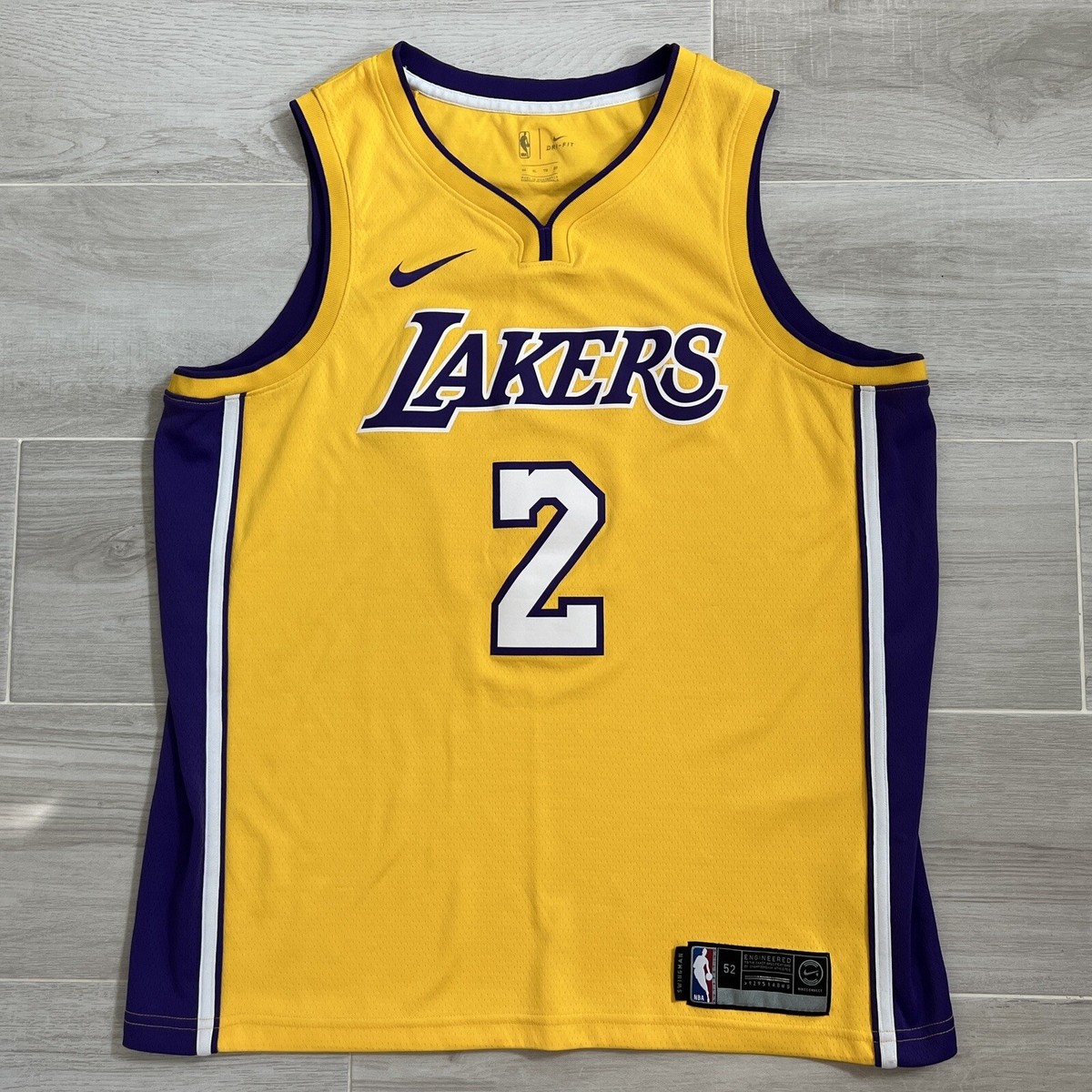 Nike Lonzo Ball Los Angeles Lakers Jersey Swingman Yellow Men size 52 XL