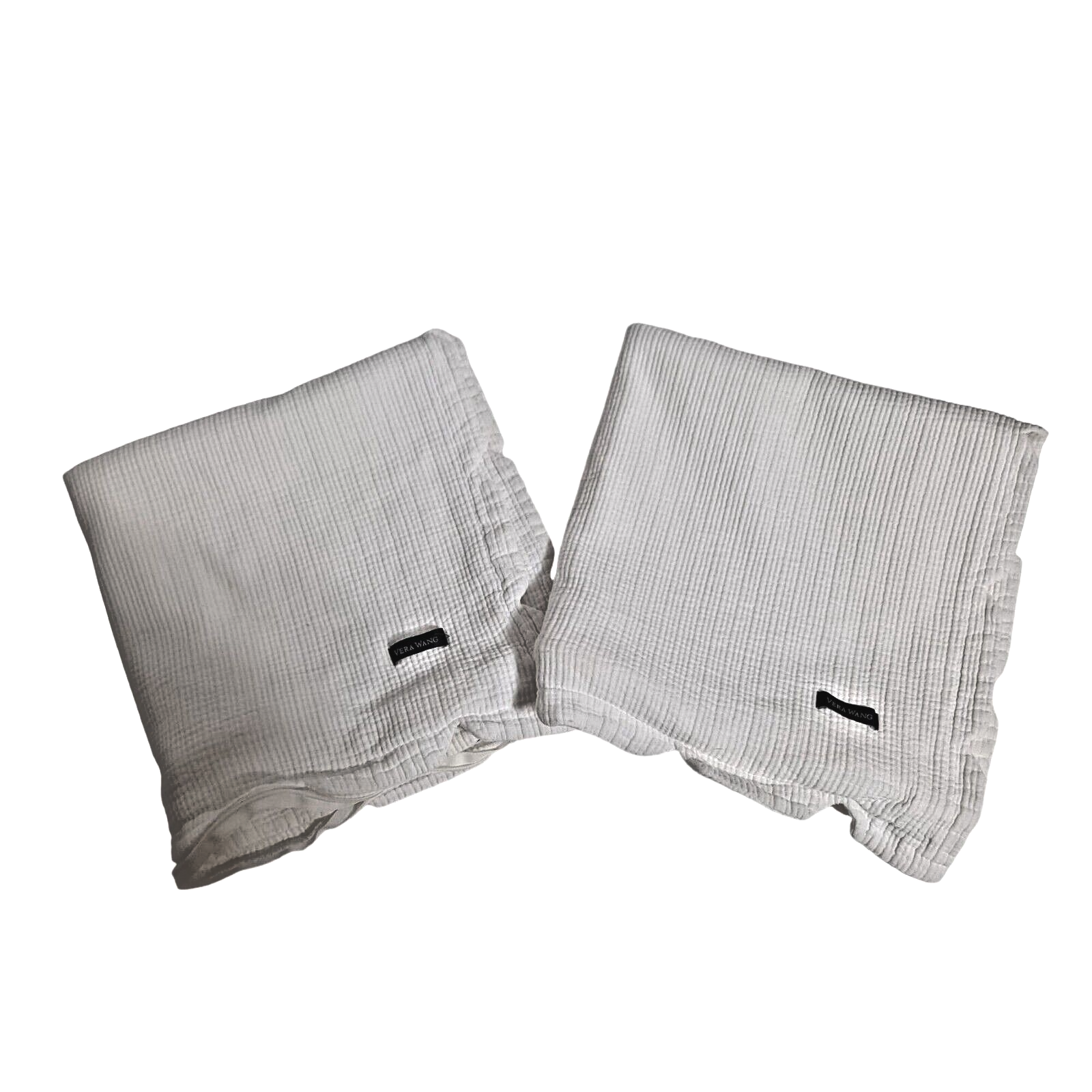 Vera Wang Pillow Shams White 26" Square Ribbed Cover Gauzy Coastal