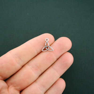 BULK 50 Celtic Charms Antique Silver Tone Trinity 2 Sided - SC3391