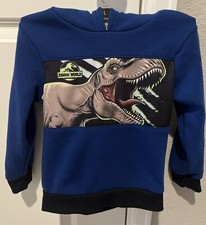 Jurassic Park Dinosaur Pull Over Hoodie, Boys Size 4, Blue, Detailed Dinosaur 