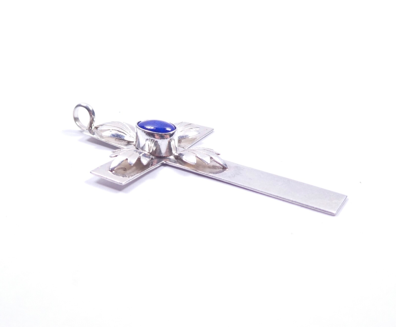 Silver Navajo Lapis Cross Pendant Pat Platero 925 Sterling 5grams Nowa praca wysoka ocena