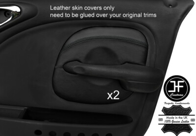 BLACK STITCH 2XFRONT DOOR CARD TRIM LEATHER COVER FOR CHRYSLER PT CRUISER 00-05
