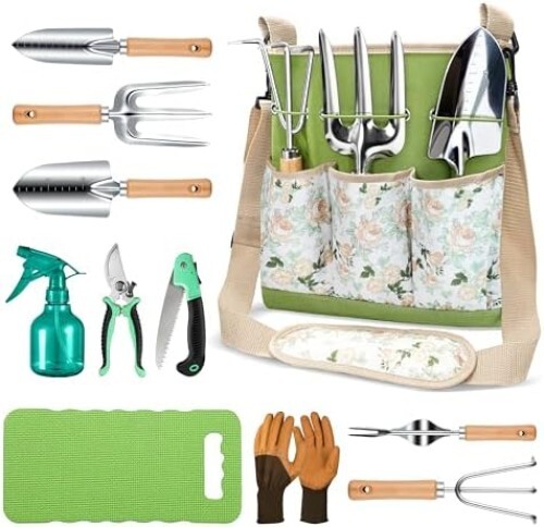 All-in-One Garden Tool Set, 11-Piece Heavy Duty Gardening Tools with Ergonomic