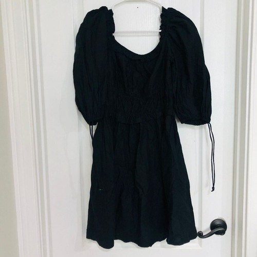 House of Harlow 1960 Women's Puff Sleeves A-Line Dress Cotton Black Small NWT - Picture 8 of 9