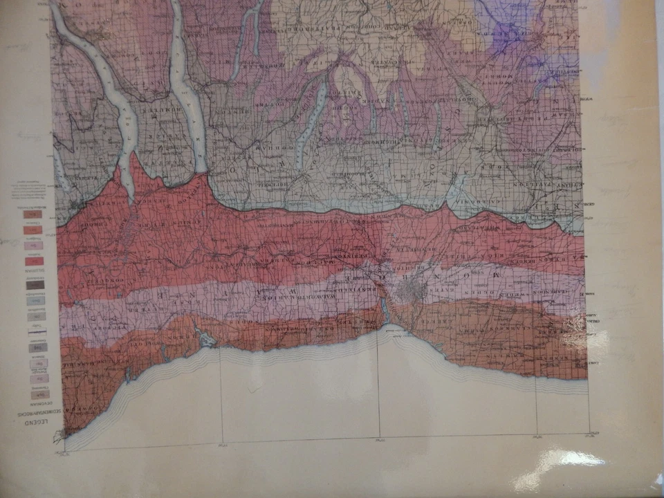 Antique Colored Map New York State Museum 1901 Geologic Finger Lakes Laminated - Image 3 of 4