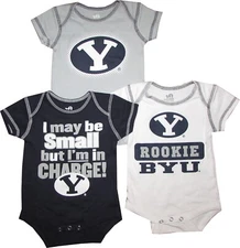 NEW BYU Cougars 3pc In Charge Creeper Set Infant Baby Bodysuit