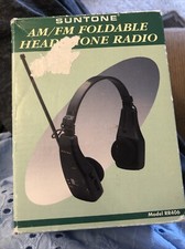 Suntone AM/FM Foldable Headphone Radio Original Box Built In Antenna RR406