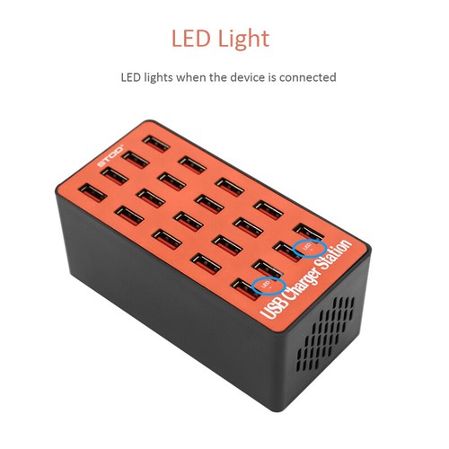 Hub de chargeur USB rapide intelligent universel 20 multiports station de charge rapide 90 W - Photo 5 sur 12