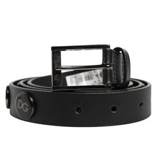 DOLCE & GABBANA Belt Black Luxury Leather DG Studs Buckle 90cm / 36in 1250usd