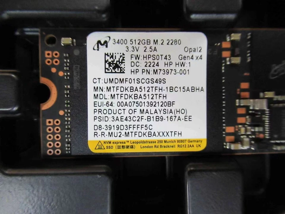 Micron 512GB 3400 Gen4x4 M.2 NVMe PCIe SSD, 6600MB/s Read, MTFDKBA512TFH PS5 - Image 2 of 2