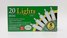 Holiday 5 ft Mini Christmas CLEAR 20 Lights in a Box Indoor-use Green Wire