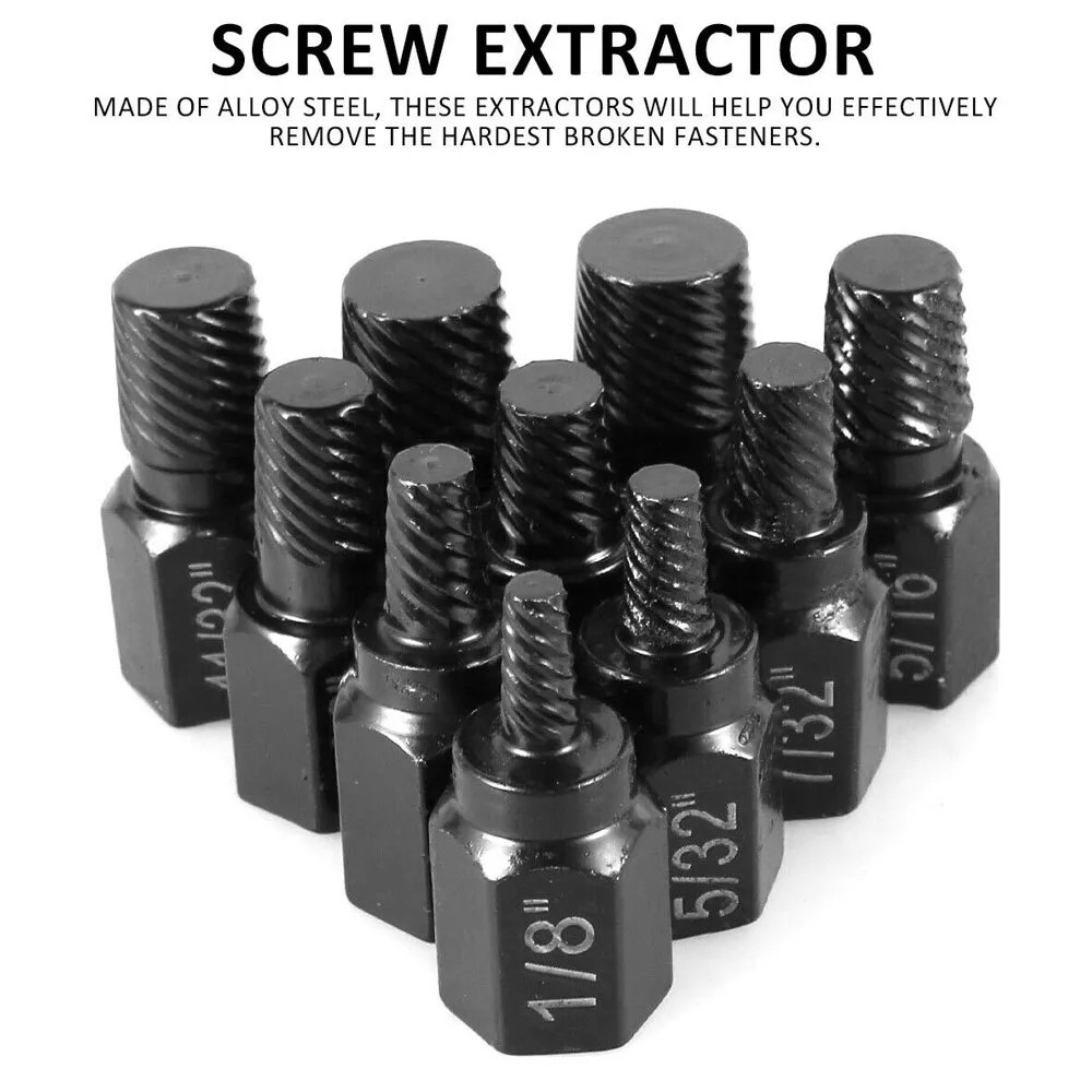 Screw Extractor Kit Damaged Screw Remover Set Easy Out Drill Bits Bolt Stud 10Pc