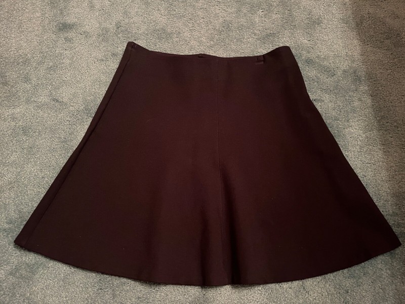 LOFT Black Ponte Seamed Mini Skirt A-Line Flounce Size XS