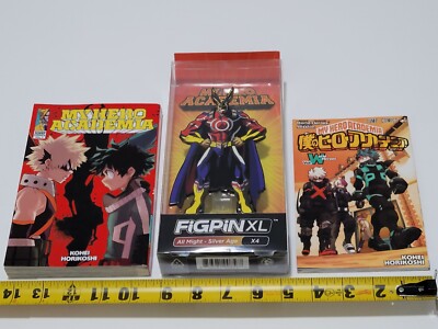 FiGPiN XL My Hero Academia 6'' All Might Silver Age X4 Plus 2 MHA Books Lot of 3