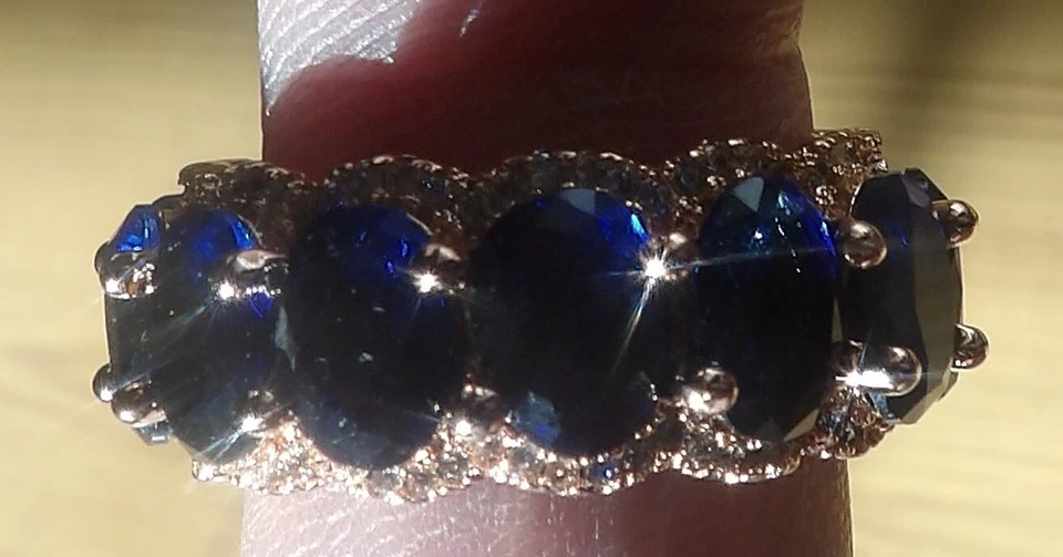 SSR con piedras azules y anillo superpuesto cobre talla 10 1/2 Foto 2 de 4