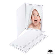 Cardboard Photo Folder 4x6 10 Pack - White Card Folder with Nice Silver Design