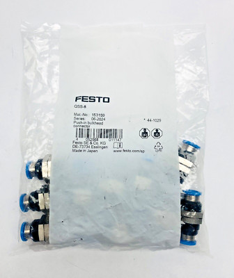 msc/001+α Bag Of 10, Festo 153159 QSS-8 Push-In Bulkhead Connector 8mm