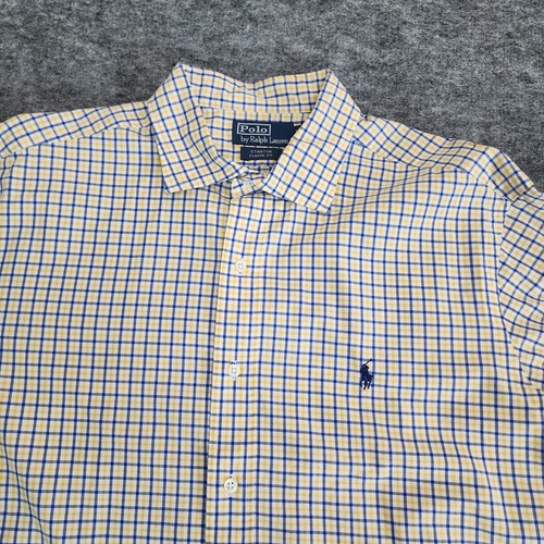 Polo Ralph Lauren Shirt XL Yellow Blue Striped Stanton Classic Fit Button Down - Picture 3 of 12