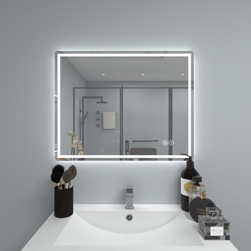 30'' x 30'' Anti-fog Led Bathroom mirror, Lighted Wall Mounted Mirror Square - Picture 2 of 11