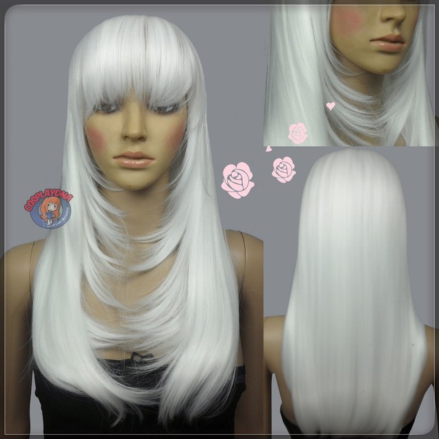 FIXSF593 new beautiful long white health fashion hair wig wigs for