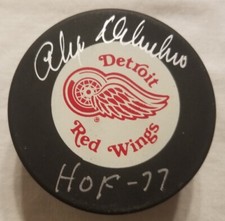 Alex Delvecchio & Ted Lindsay Autographed Detroit Red Wings Puck