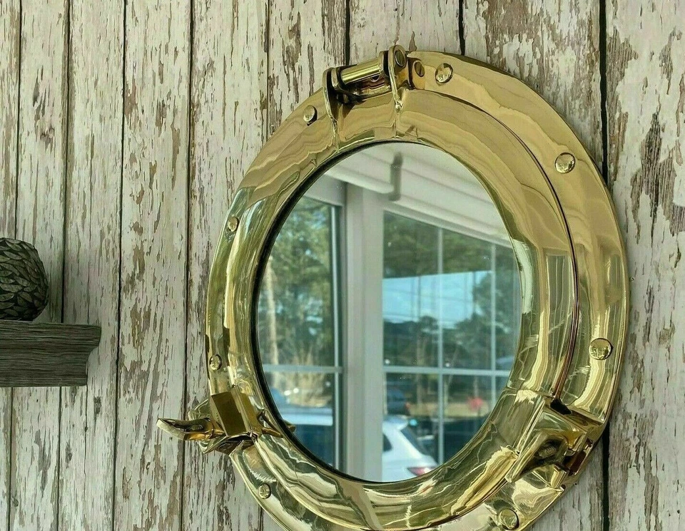Brass Porthole Mirror - 18inch Polish Finish - Antique Nautical Ship Décor Gift - Image 2 of 4