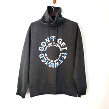 Don't Get It Twisted Men L Gray Outdoor Pullover Cowl Neck Sweatshirt Art 2 Wear