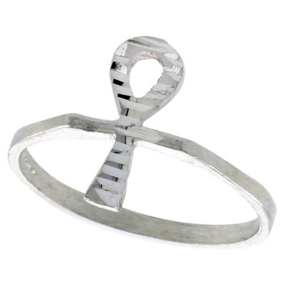 U7 Men Women Stainless Steel Polished Signet Ring Egyptian Jewelry Ankh Cross Ring -Size 7