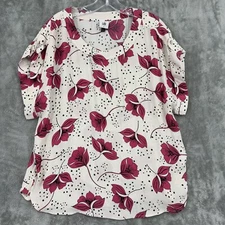 Cabi Blouse Womens Large Boxy Floral Print Cottage Polka Dot Lightweight Career