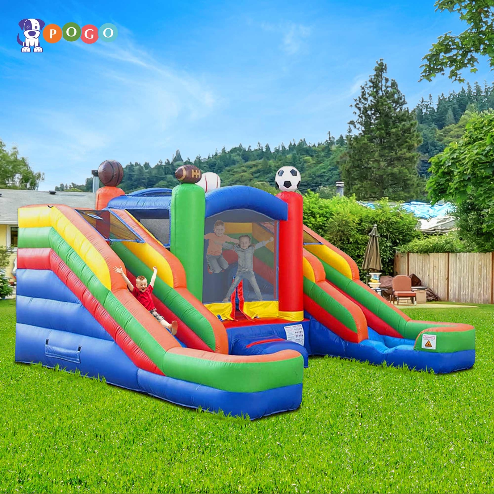 Commercial Inflatable Bounce House Sports Double Water Slide Combo NO