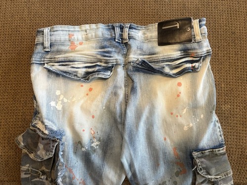 Copper Rivet 36/34 Lt. Blue Camo Paint Splash Denim Jeans - Pants RN140589 - Picture 8 of 14