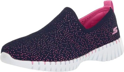 Skechers Kids Girls GO Walk Smart Sneaker, Navy/Hot Pink, 11 Little Kid 