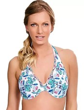 Panache Elle Halterneck Bikini Top SW0875 White Tropical Swimwear