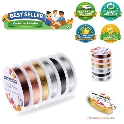 Multicolor 6 Pack Copper Beading Wire - 24 Gauge for Elegant Jewelry Making
