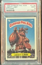 1986 GARBAGE PAIL KIDS SERIES 3 #113B LIBERTY LIBBY PSA 9 MINT WHITE #’s