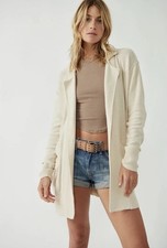 WE THE FREE Free People Desert Blazer Med Natural Boho Recycled Cotton Cream