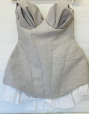 ASOS Design Strapless Beige Corset Mini Dress With White Ruffle Woman’s Size 6