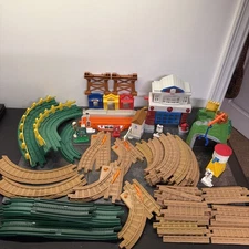 Lot Fisher Price Geo Trax Train Set Train Track Buildings Accessories