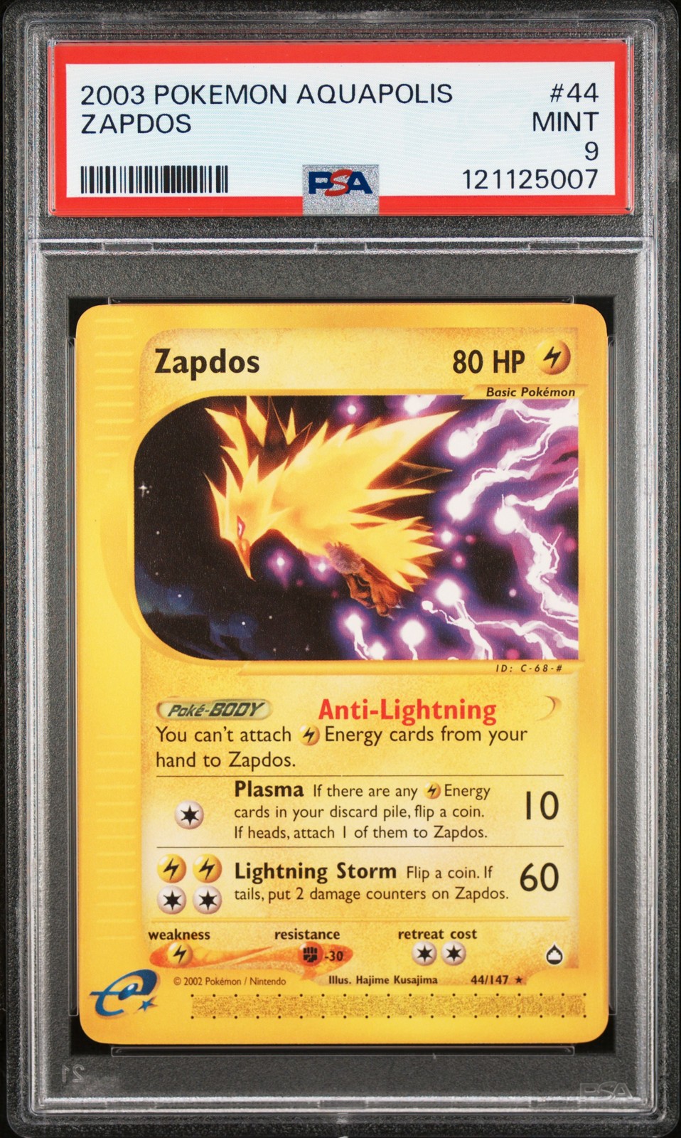 2003 POKEMON AQUAPOLIS #44 ZAPDOS PSA 9