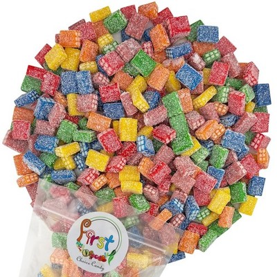 FirstChoiceCandy Sour Rainbow Brick Shaped Gummy Candy, Small Bite Size
