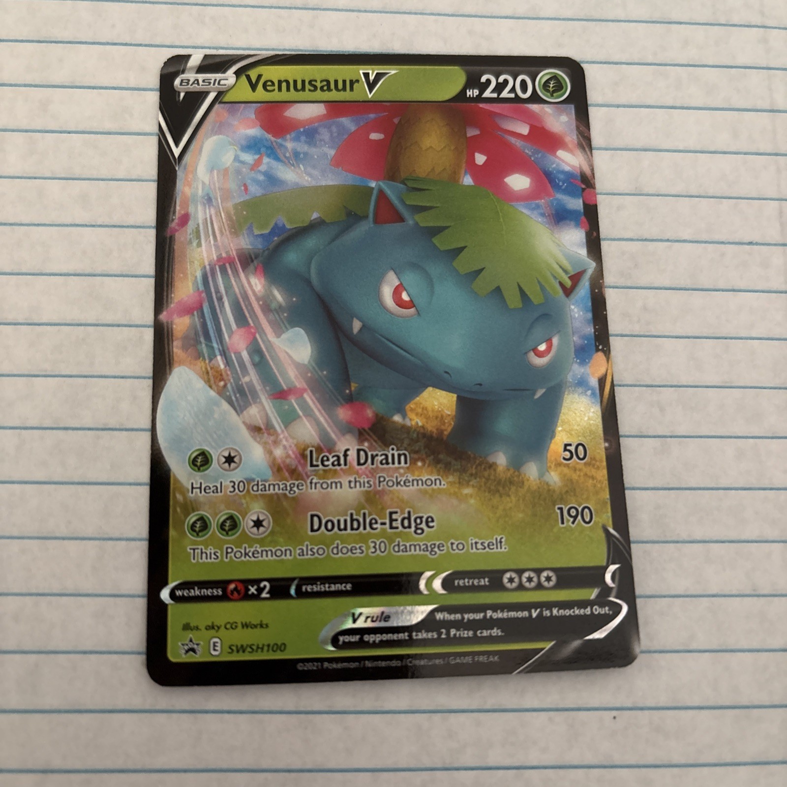 Venusaur V SWSH100 NM Full Art Promo Rare Pokemon Card