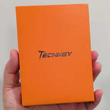 TECHKEY 256GB USB Flash Drive USB-C/Lightning/USB Orange Touch ID Password