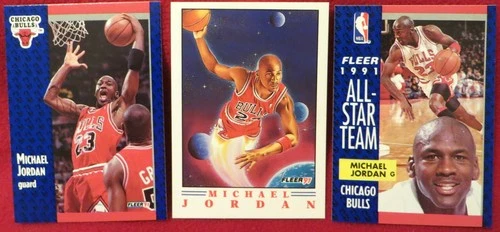 Michael Jordan 1991 Fleer Basketball #29, #211, & Pro-Vision #2 3-Card Lot