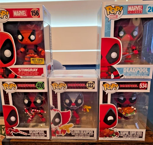 Deadpool (Marvel) Funko Pop Vinyl Set-with protectors!-Clearance Sale-See notes
