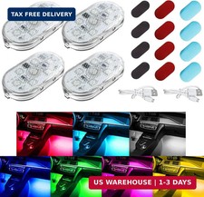 4PCS Wireless LED Lights for Car, 7 Colors Magnetic Auto Interior Light with Bri