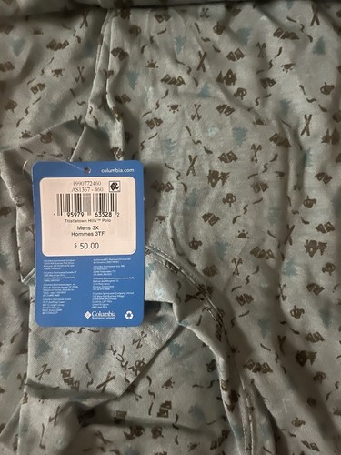 Polo Columbia Thistletown Hills para hombre azul piedra 3X nuevo con etiquetas - Imagen 3 de 3