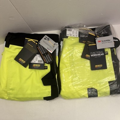2 Blaklader NEW Work Pants High Visability Reflective 36  X 34  Fluorescent 1633