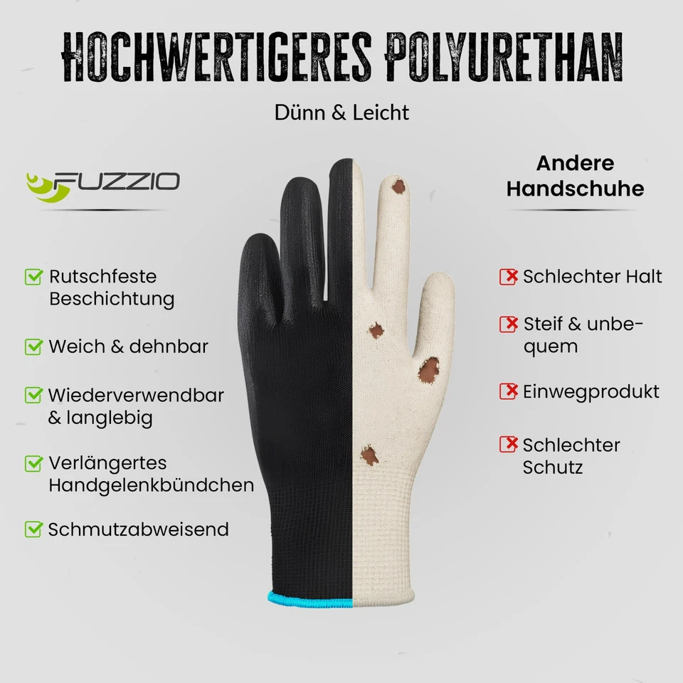 ✅24 Paar Arbeitshandschuhe Montagehandschuhe Schutzhandschuhe Garten Handschuhe✅ - Bild 4 von 4