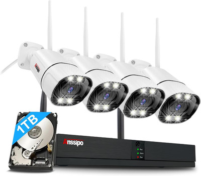 4K Home Security Camera System, 4Pcs Plug-In Wifi Security Cameras for Indoor Ou