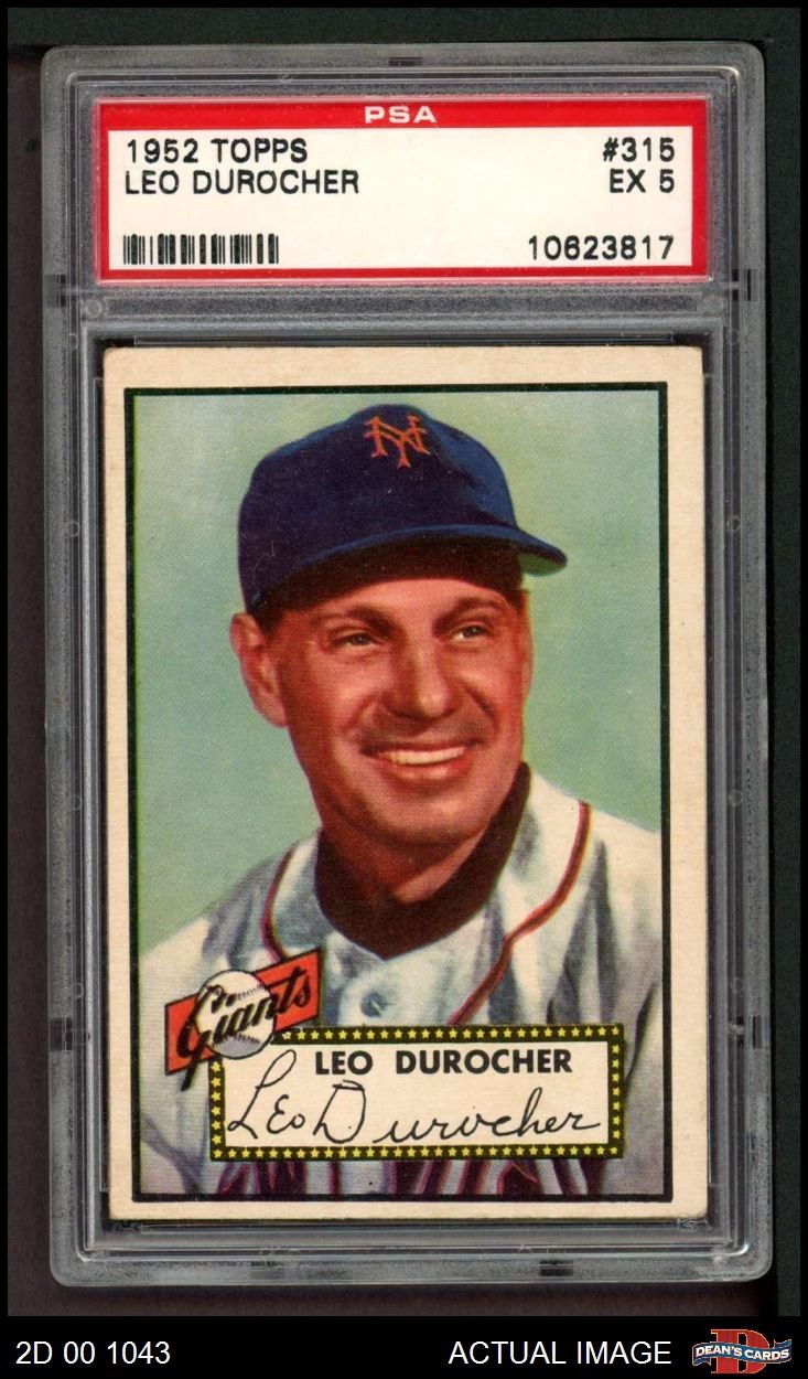 1952 Topps #315 Leo Durocher Giants HOF MANAGER PSA 5 - EX